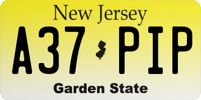 NJ license plate A37PIP