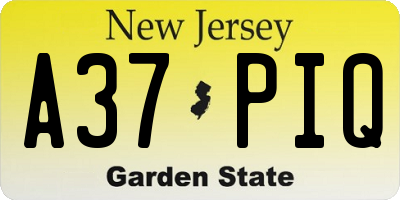 NJ license plate A37PIQ