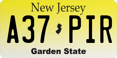 NJ license plate A37PIR