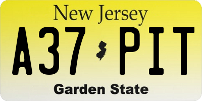 NJ license plate A37PIT