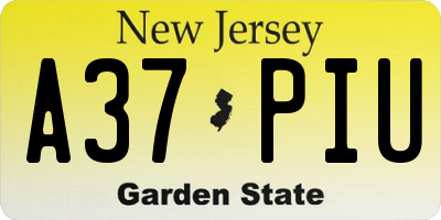 NJ license plate A37PIU