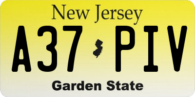 NJ license plate A37PIV