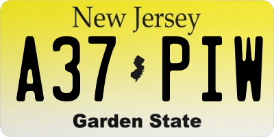 NJ license plate A37PIW