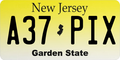 NJ license plate A37PIX