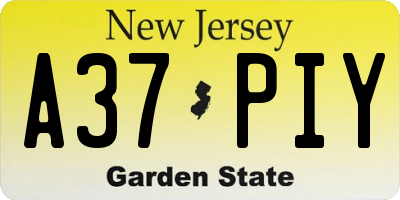 NJ license plate A37PIY
