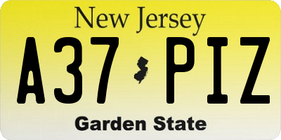 NJ license plate A37PIZ