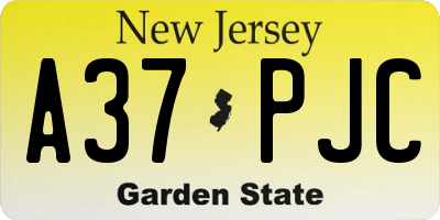NJ license plate A37PJC