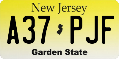 NJ license plate A37PJF