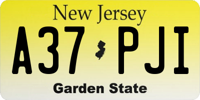 NJ license plate A37PJI