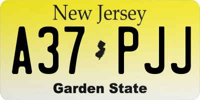 NJ license plate A37PJJ