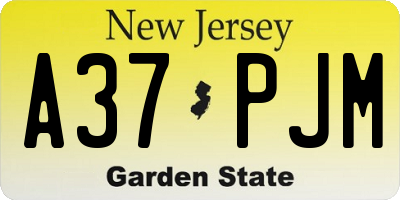 NJ license plate A37PJM