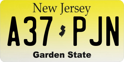 NJ license plate A37PJN
