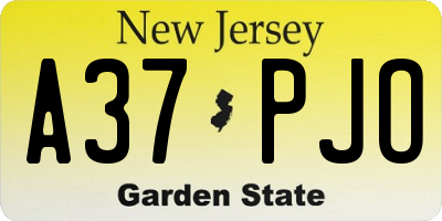 NJ license plate A37PJO