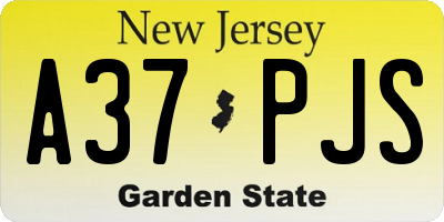 NJ license plate A37PJS
