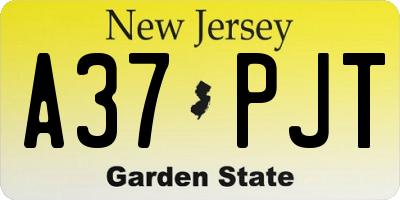 NJ license plate A37PJT