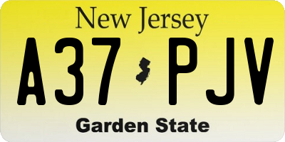 NJ license plate A37PJV