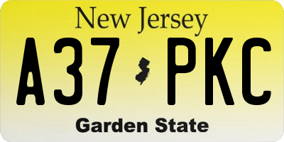 NJ license plate A37PKC