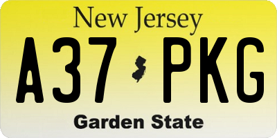 NJ license plate A37PKG