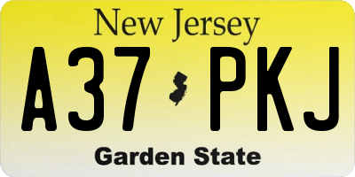 NJ license plate A37PKJ