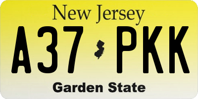 NJ license plate A37PKK