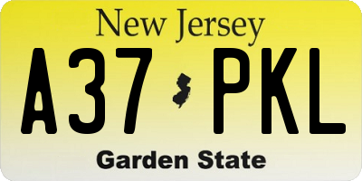 NJ license plate A37PKL