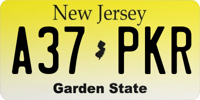 NJ license plate A37PKR