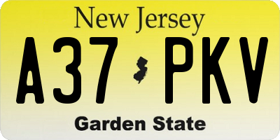 NJ license plate A37PKV