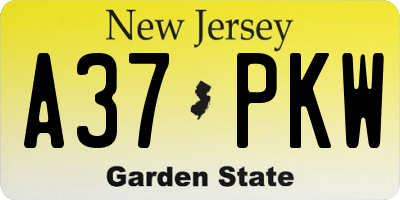 NJ license plate A37PKW