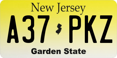 NJ license plate A37PKZ