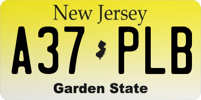 NJ license plate A37PLB