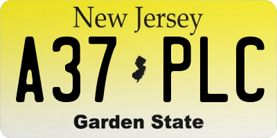 NJ license plate A37PLC