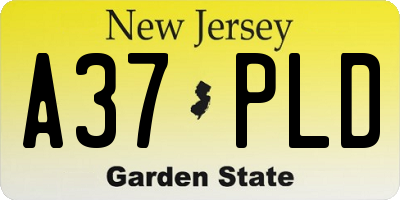 NJ license plate A37PLD