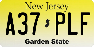 NJ license plate A37PLF