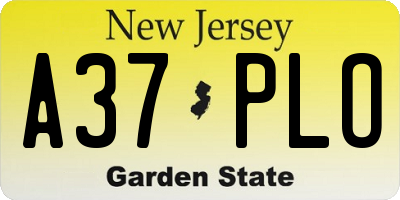NJ license plate A37PLO