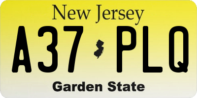 NJ license plate A37PLQ