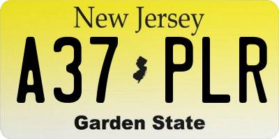 NJ license plate A37PLR