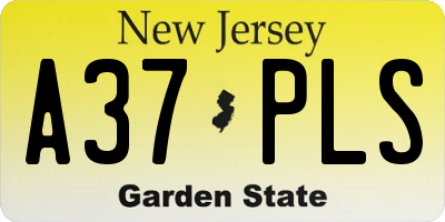 NJ license plate A37PLS