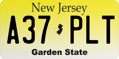 NJ license plate A37PLT