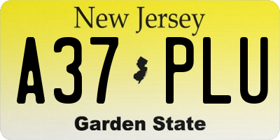 NJ license plate A37PLU