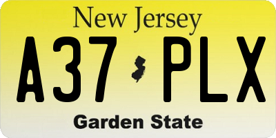 NJ license plate A37PLX