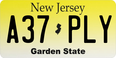 NJ license plate A37PLY