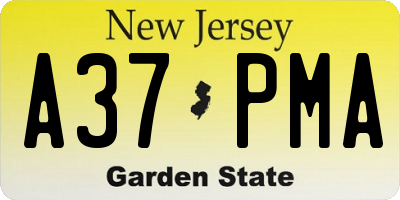 NJ license plate A37PMA