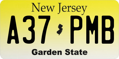 NJ license plate A37PMB