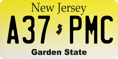 NJ license plate A37PMC
