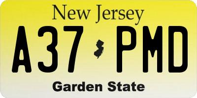 NJ license plate A37PMD