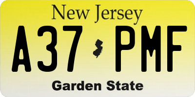 NJ license plate A37PMF