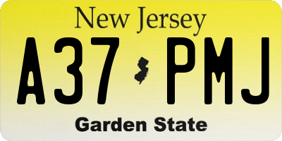 NJ license plate A37PMJ