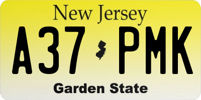 NJ license plate A37PMK