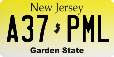 NJ license plate A37PML