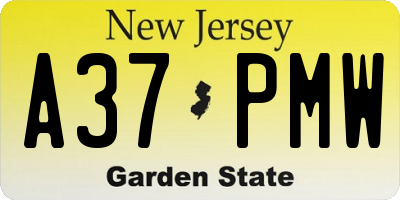 NJ license plate A37PMW